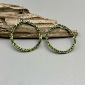 Green Crystal Hoop Earrings
